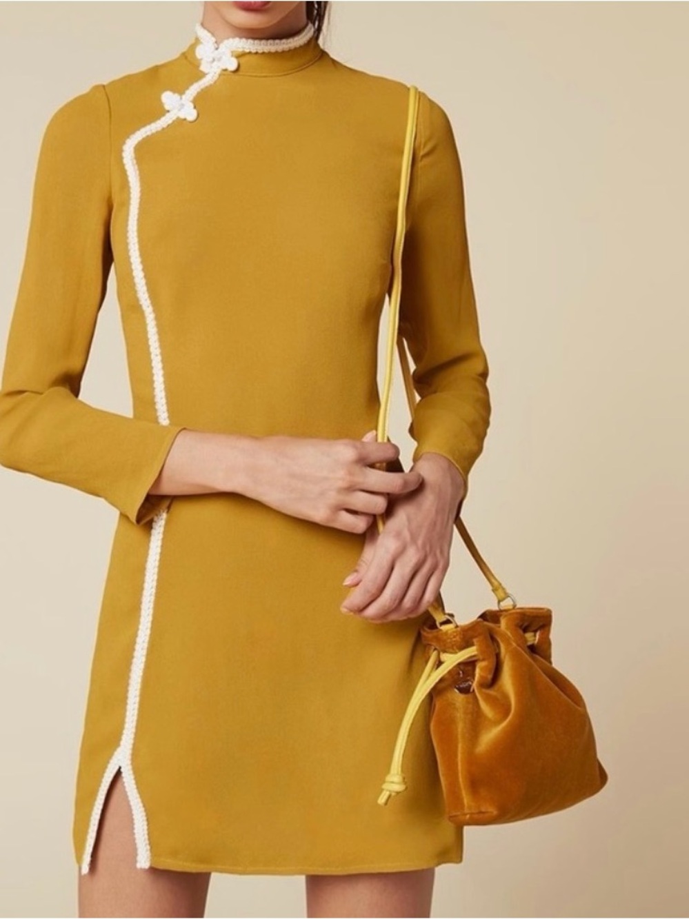 Reformation Lotus Dress in Mustard – Rare, Size 4